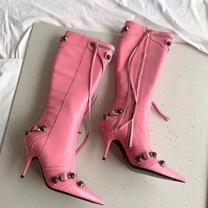 PINK STUDDED HEELS BALE NCIAGA REMAKE
